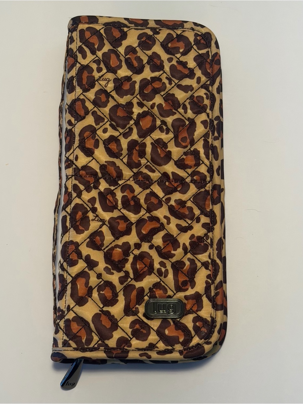 lug  Sleeper Leopard Quilted Make Up Brush Zipped Case- Brown